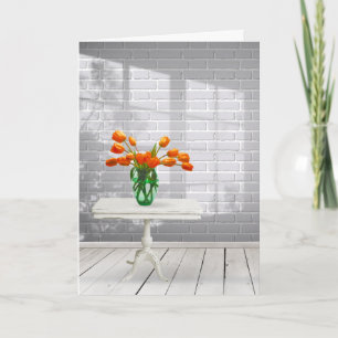 Orange Tulips in Window Shadow Card