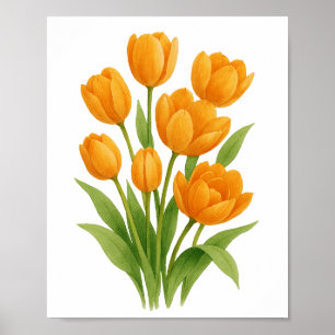 Orange Tulips Painting Floral Wall Art
