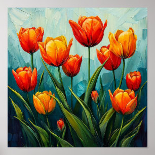 Orange tulips poster