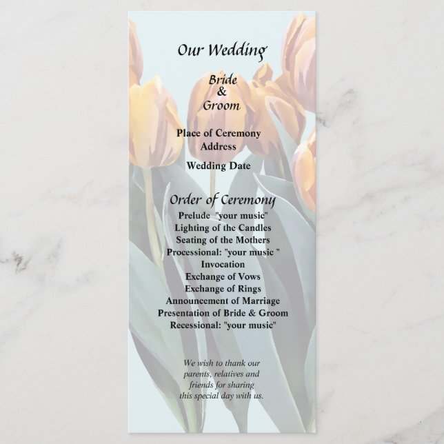 Orange Tulips Programme (Front)