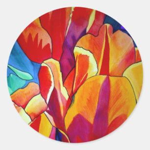 Orange Tulips watercolor art flower painting Classic Round Sticker