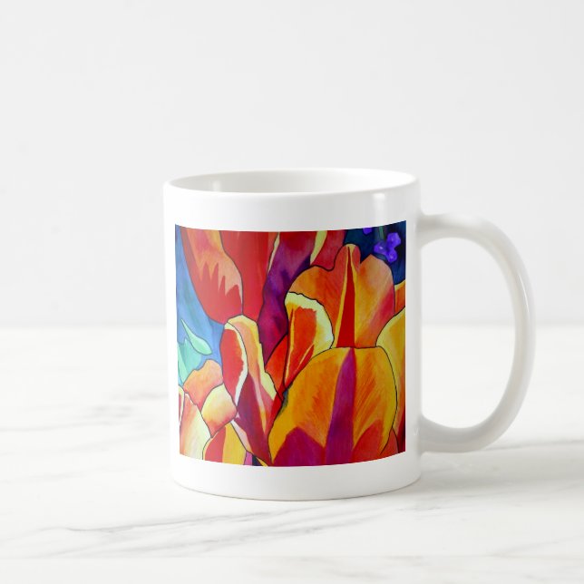Orange Tulips watercolor art flower painting Coffee Mug (Right)