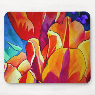 Orange Tulips watercolor art flower painting Mouse Mat