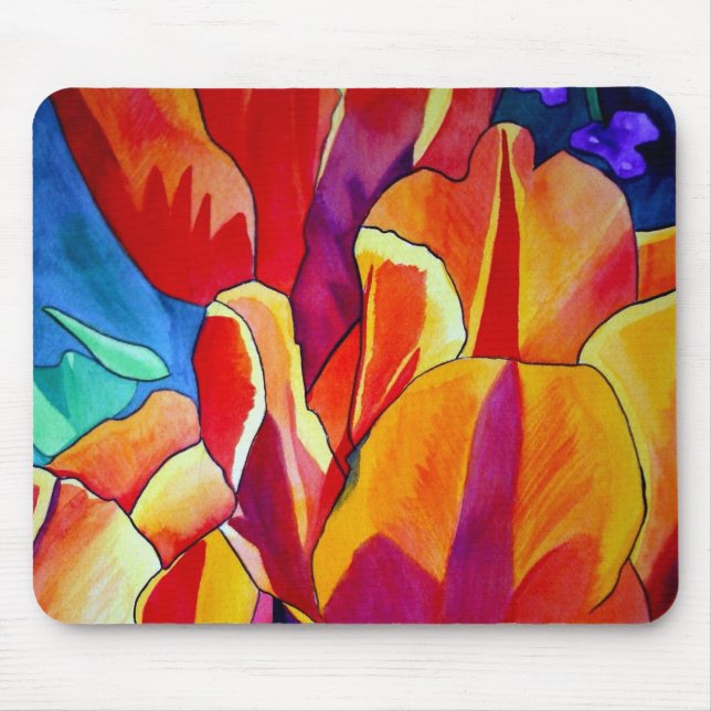 Orange Tulips watercolor art flower painting Mouse Mat (Front)