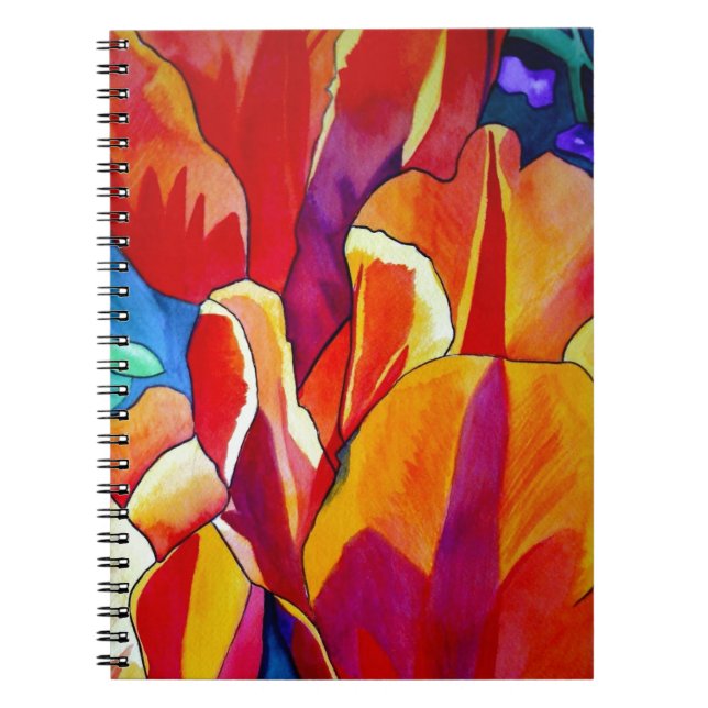 Orange Tulips watercolor art flower painting Notebook (Front)