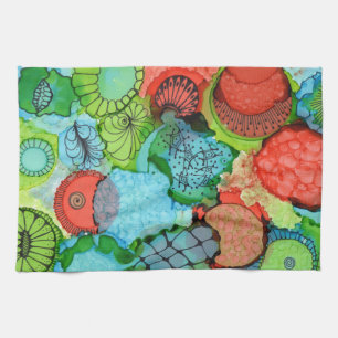 Orange/Turquoise Abstract Kitchen Towel