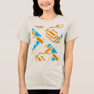 Orange Turquoise Blue Diagonal Southwest Art Look Tri-Blend Shirt
