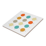 Orange Turquoise Cream Circles Mid Century Tile<br><div class="desc">This mid century modern ceramic tile is bright and cheerful... add a little fun to your tiling project with this mid mod design featuring two shades of orange,  turquoise blue,  cream,  tan circles,  on black grid lines.</div>