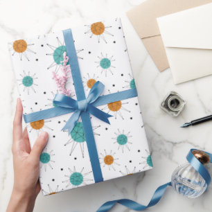 Orange Turquoise Franciscan Starburst Mid Century Wrapping Paper
