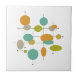 Orange Turquoise Green Circles Mid Century Retro Tile<br><div class="desc">This orange,  turquoise,  green,  and gold retro geometric circles and lines mid century ceramic tile will not only add a pop of colour to the room,  but will be an original art piece in your tiling project.</div>