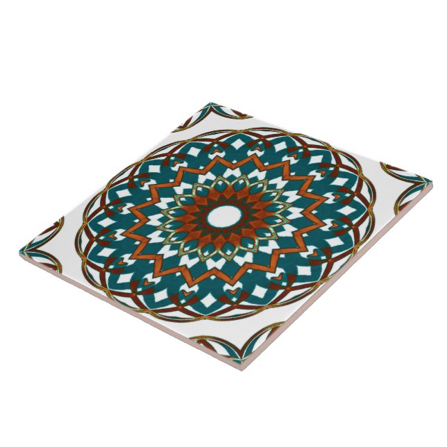 Orange-Turquoise Kaleidoheart Tile (Side)
