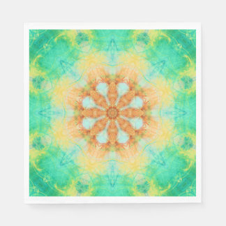 orange & turquoise mandala | kaleidoscope pattern napkin