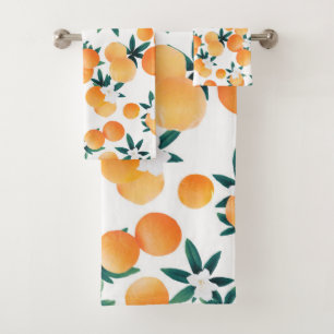 Orange Twist Flower Vibes #6 #tropical #fruit Bath Towel Set
