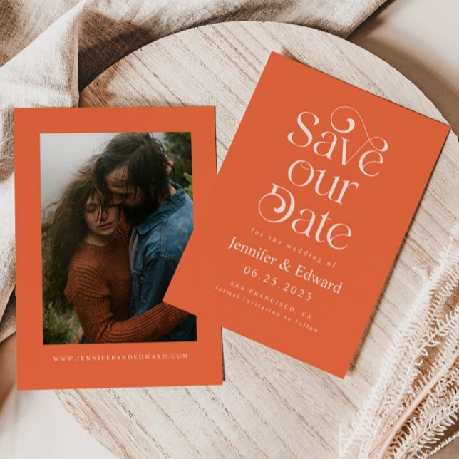 Orange Typography Wedding  Save The Date (Creator Uploaded)