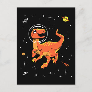 Orange Tyrannosaurus Dinos In Space Postcard