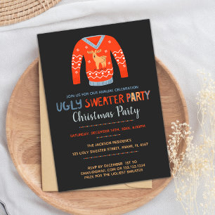 Orange Ugly Sweater Christmas Holiday Party Invitation