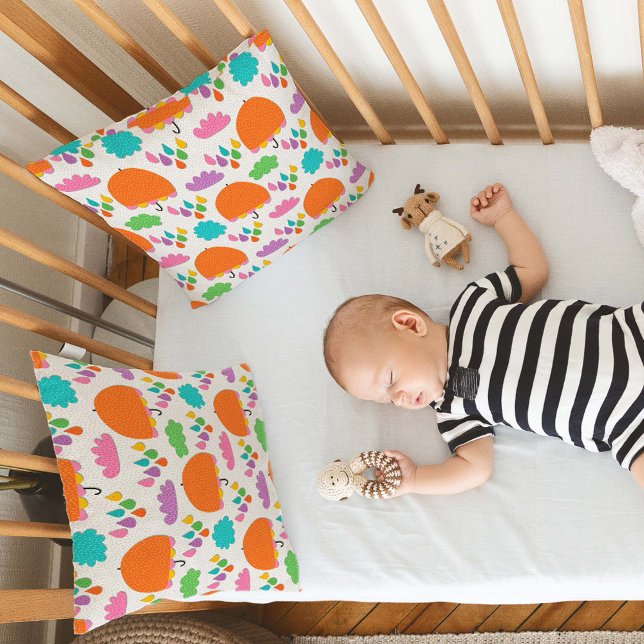 Orange Umbrellas with Clouds and Raindrops Cushion (Creator Uploaded)