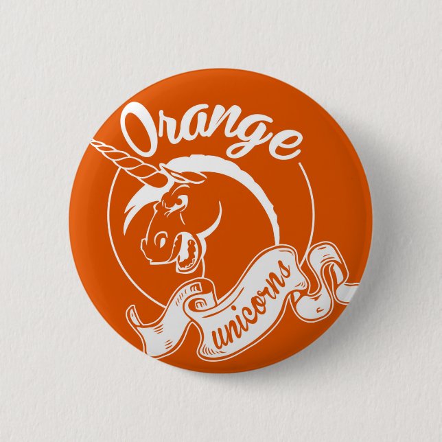 Orange Unicorns Team Button (Front)