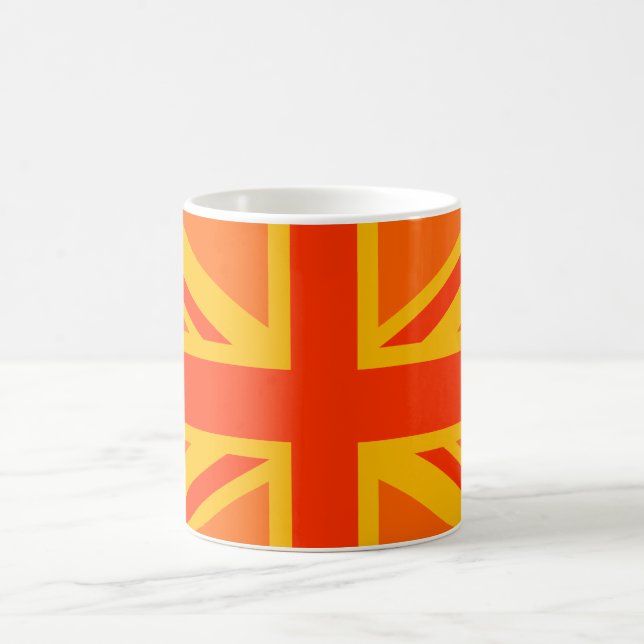 Orange Union Jack British Flag Decor Coffee Mug (Center)