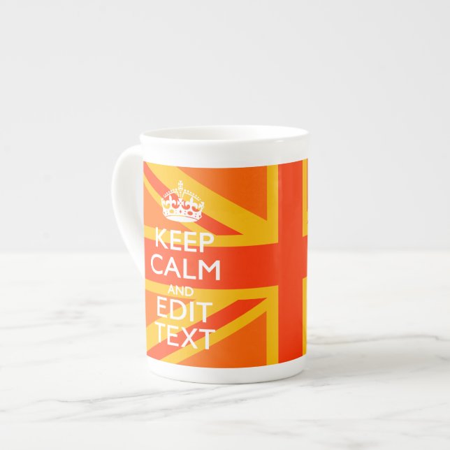 Orange Union Jack British Flag Swag Bone China Mug (Front Left)