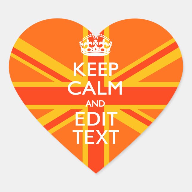 Orange Union Jack British Flag Swag Heart Sticker (Front)