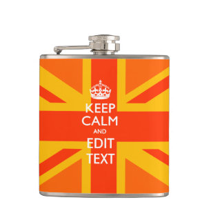 Orange Union Jack British Flag Swag Hip Flask