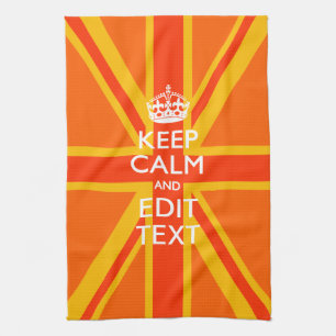 Orange Union Jack British Flag Swag Tea Towel