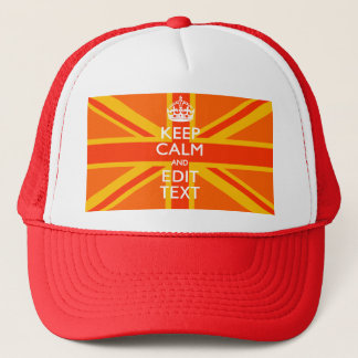 Orange Union Jack British Flag Swag Trucker Hat