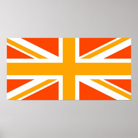 Orange Union Jack Poster Zazzle.co.uk