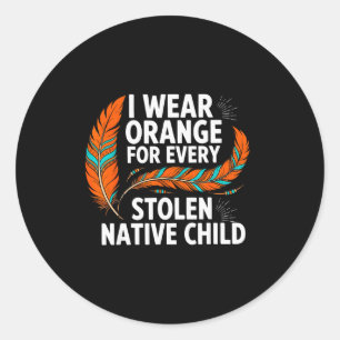 Orange Unity Day Every Child Native American Women Classic Round Sticker