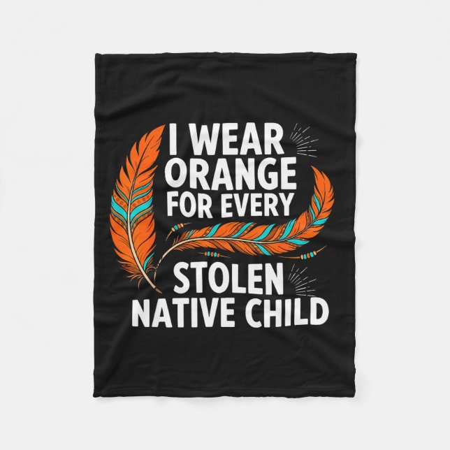 Orange Unity Day Every Child Native American Women Fleece Blanket (Front)