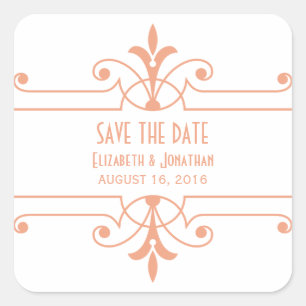 Orange v2 Fancy Ornamental Save the Date Stickers