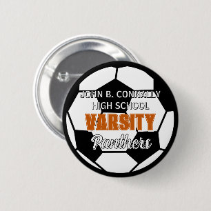 Orange Varsity Soccer Custom High School Spirit 6 Cm Round Badge