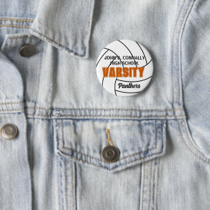 Orange Varsity Volleyball Custom High School 6 Cm Round Badge