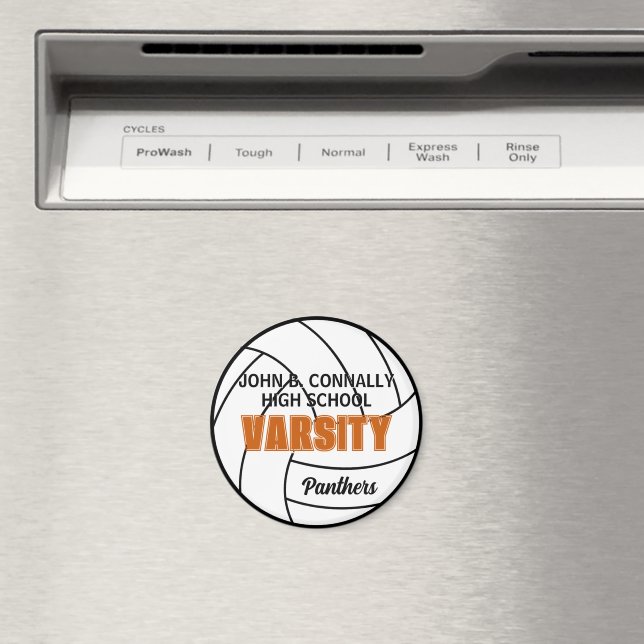 Orange Varsity Volleyball Custom High School Team Magnet (In Situ (Dishwasher))