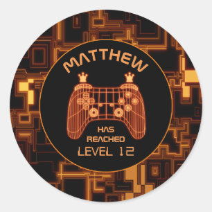 Orange Video Game Controller Classic Round Sticker