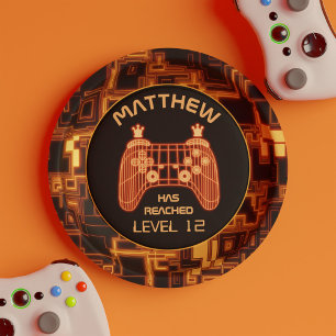 Orange Video Game Controller Paper Plate