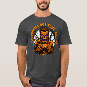 orange Videogames rot your brains zombie T-Shirt