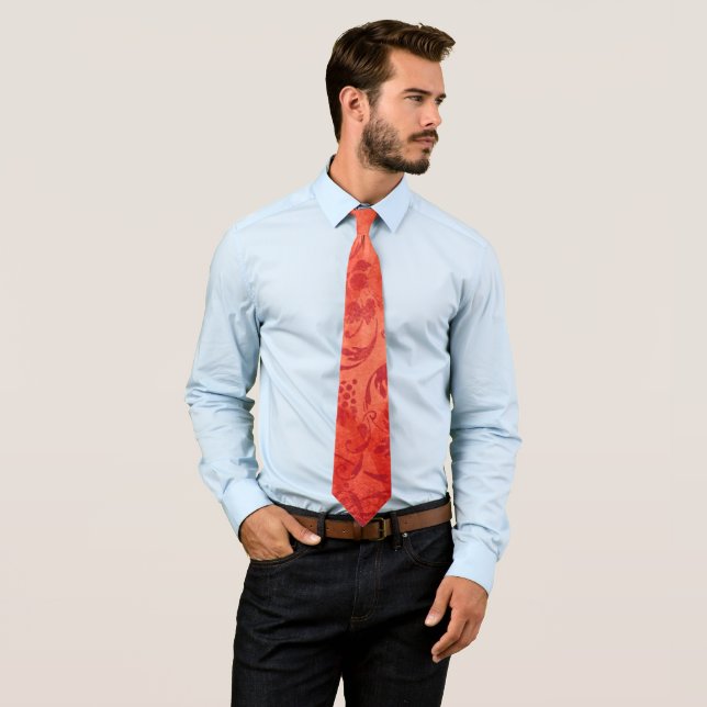 Orange Vintage Diamond Pattern Tie (In Situ)