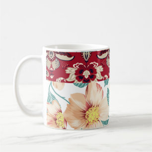 Orange vintage flowers with seamless paisley borde coffee mug