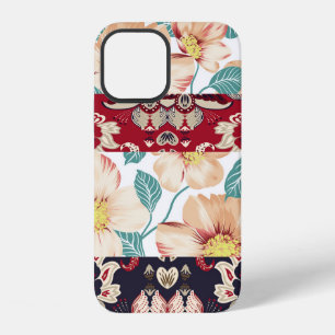 Orange vintage flowers with seamless paisley borde iPhone 12 case