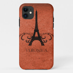 Orange Vintage French Flourish iPhone 11 Case