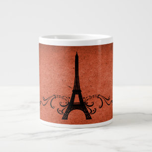Orange Vintage French Flourish Large Coffee Mug