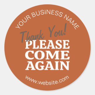 Orange Vintage Inspired Thank You Classic Round Sticker