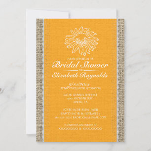 Orange Vintage Lace Bridal Shower Invitations