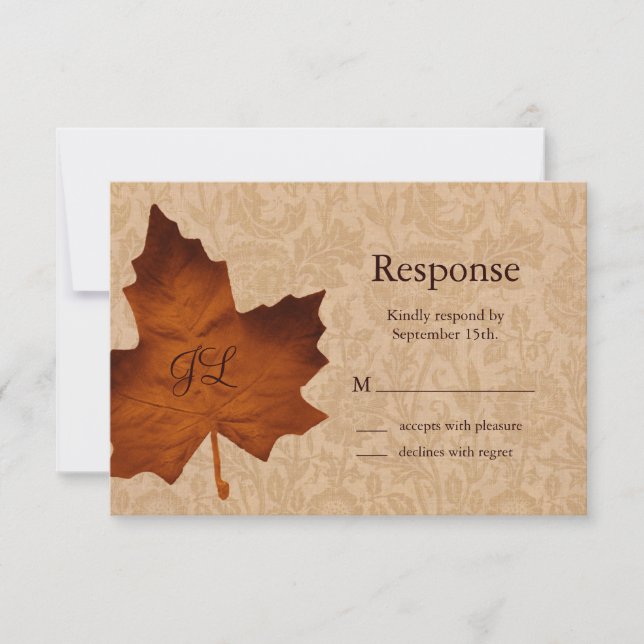 Orange Vintage Monogrammed RSVP Card (Front)