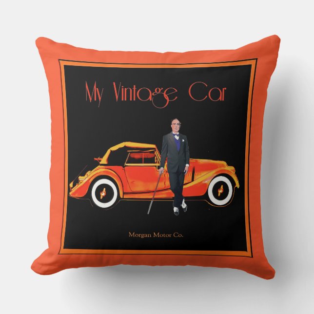 Orange Vintage Sports Car  Throw Pillow (Front)
