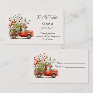 Orange Vintage Truck and Orange Poppies Raffle Enclosure Card