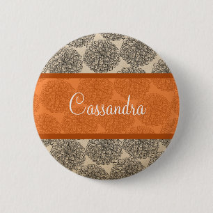 Orange Vintage Zinnia Button