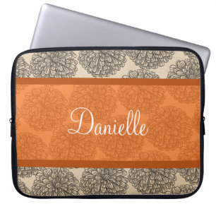 Orange Vintage Zinnia Laptop Sleeve